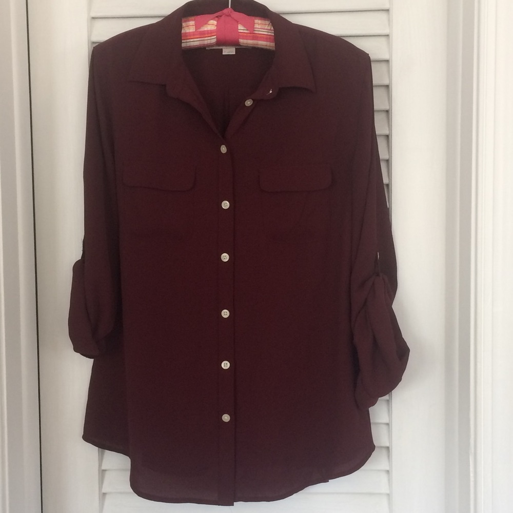 LOFT Button-Down Utility Blouse